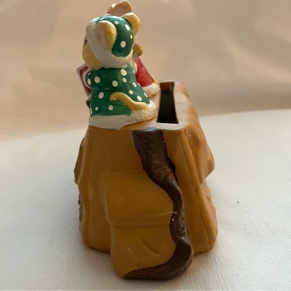Vintage Porcelain Mr. & Mrs. Santa Mouse Christmas Card Mail Holder - Picture 4 of 9